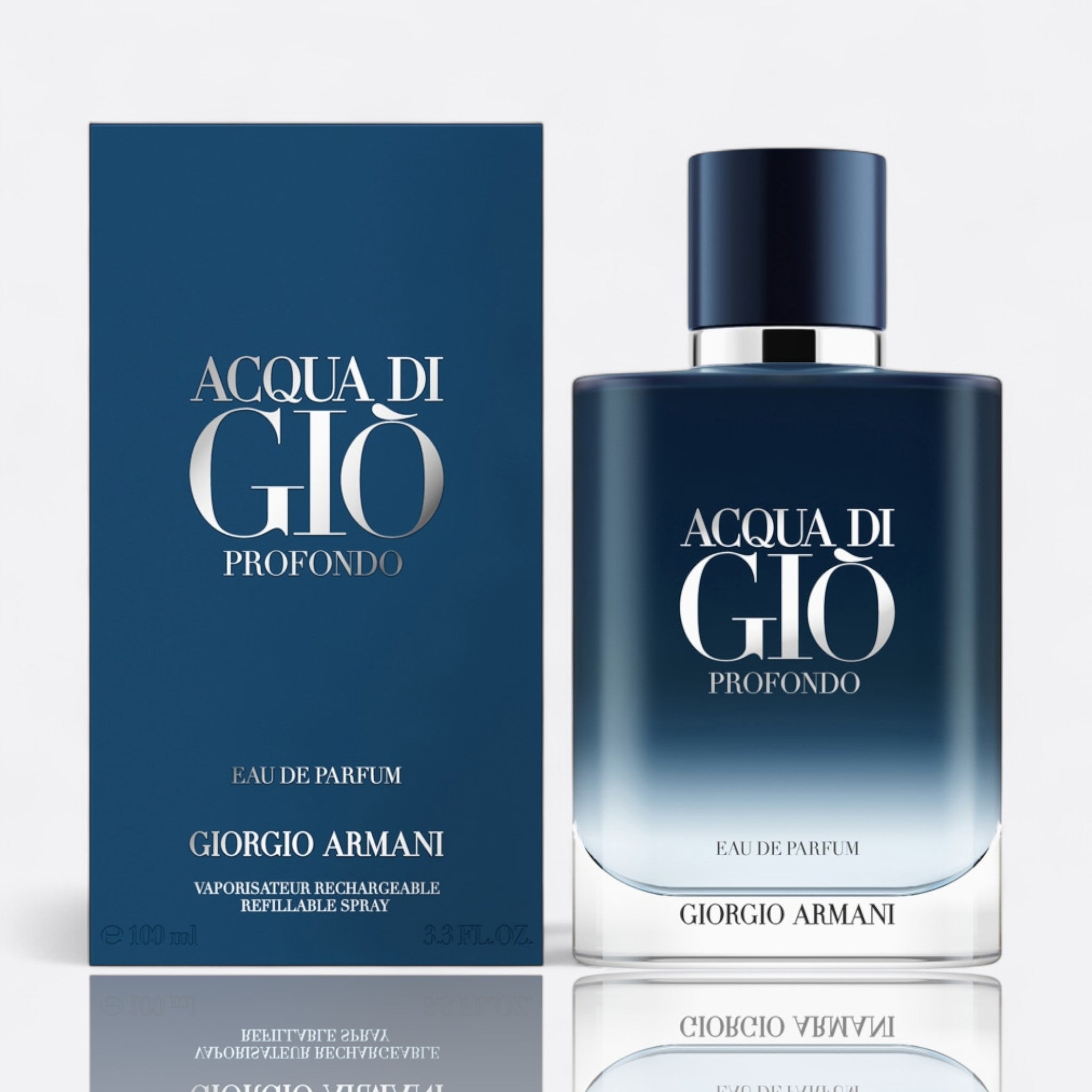 Giorgio Armani Acqua di Giò Profondo Eau de Parfum for men – marine notes bergamot patchouli amber fresh aquatic fragrance bottle 100 ml