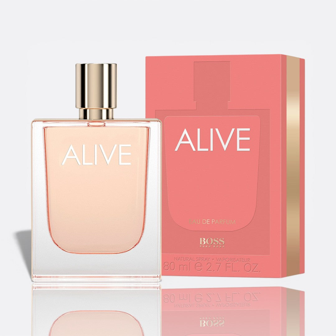 BOSS Alive Eau de Parfum fragrance bottle - a vibrant and empowering women's perfume.
