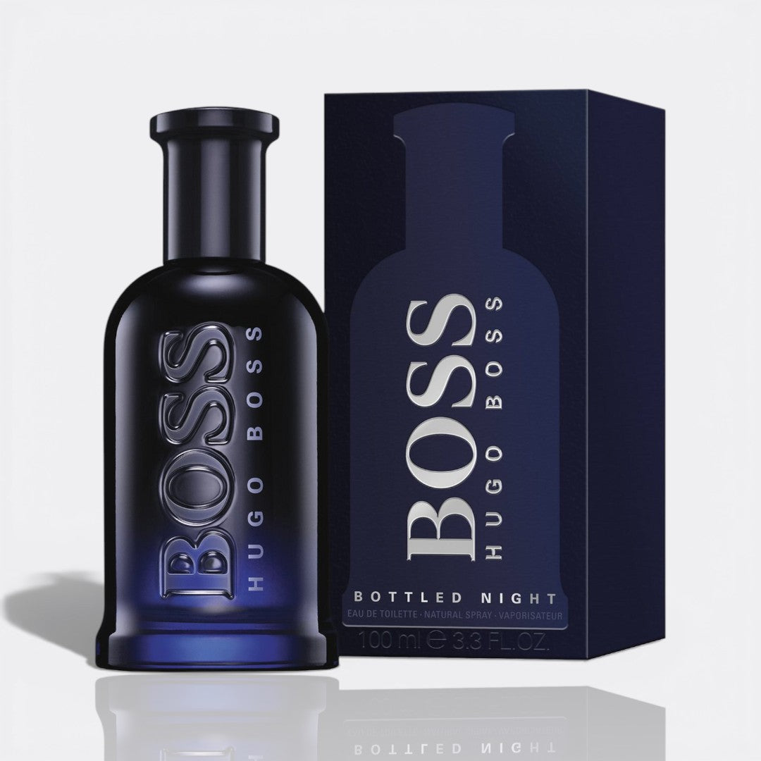BOSS Bottled Night fragrance bottle - a bold and masculine scent for evening wear.

