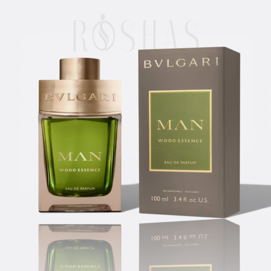 BVLGARI Man Wood Essence Eau de Parfum fragrance bottle - a woody and sophisticated men's perfume.
