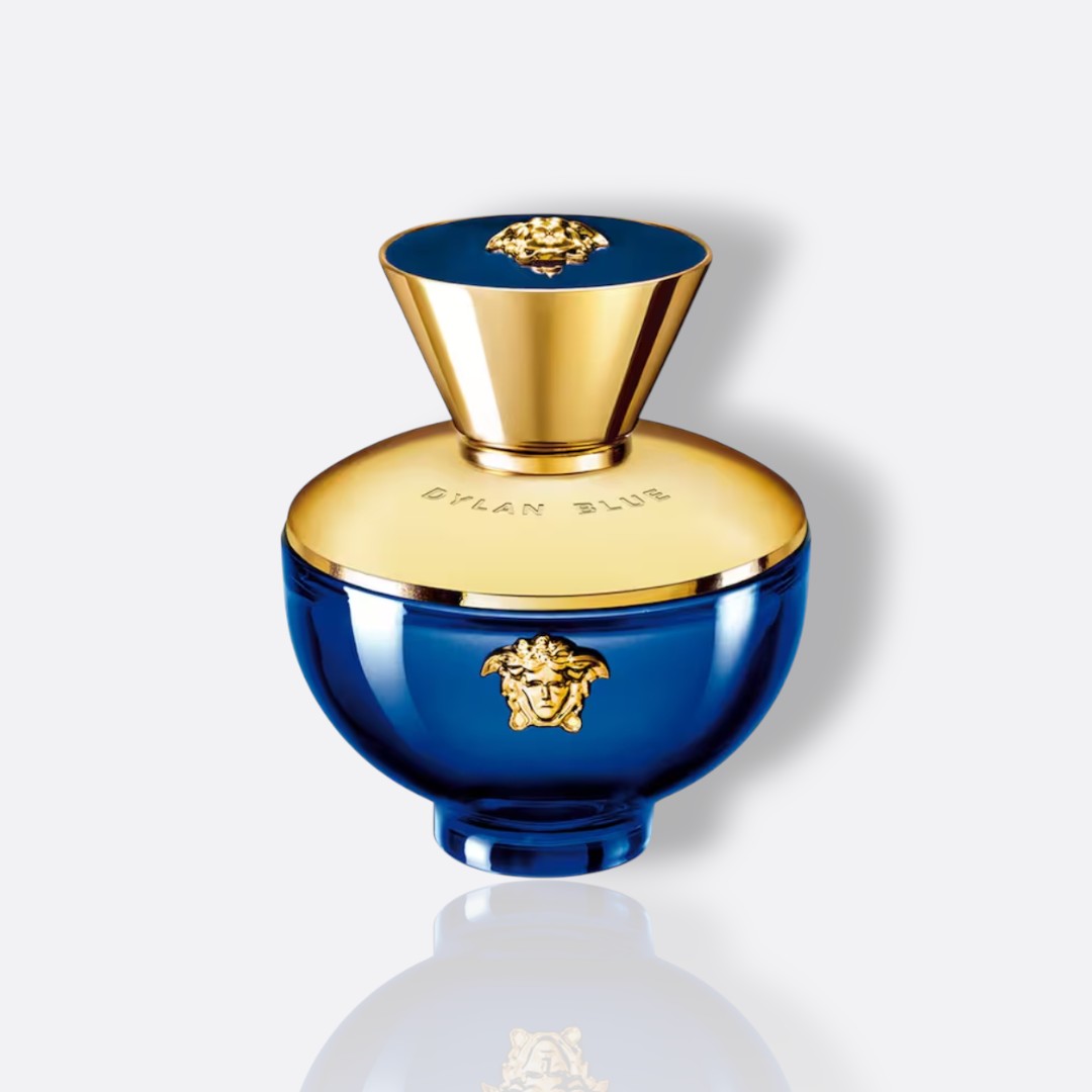 Dylan Blue Pour Femme Eau de Parfum bottle – feminine fragrance with fruity, floral, and woody notes