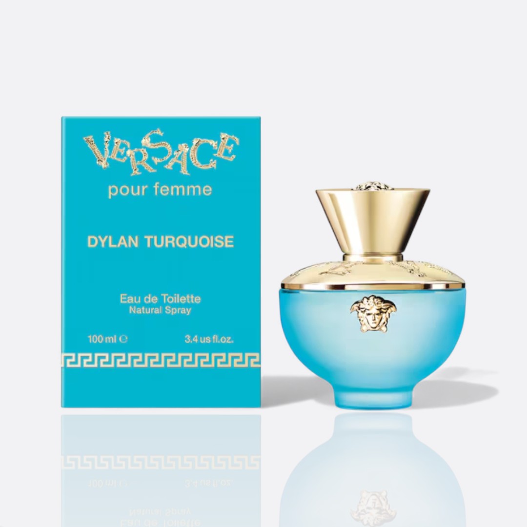 Dylan Turquoise Eau de Toilette bottle – tropical women’s fragrance with citrus, fruity, and floral notes