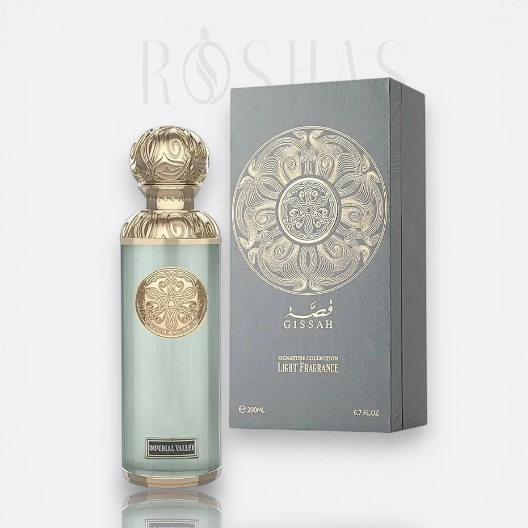 Bottle of Gissah Imperial Valley – luxurious oud perfume with amber and woody notes