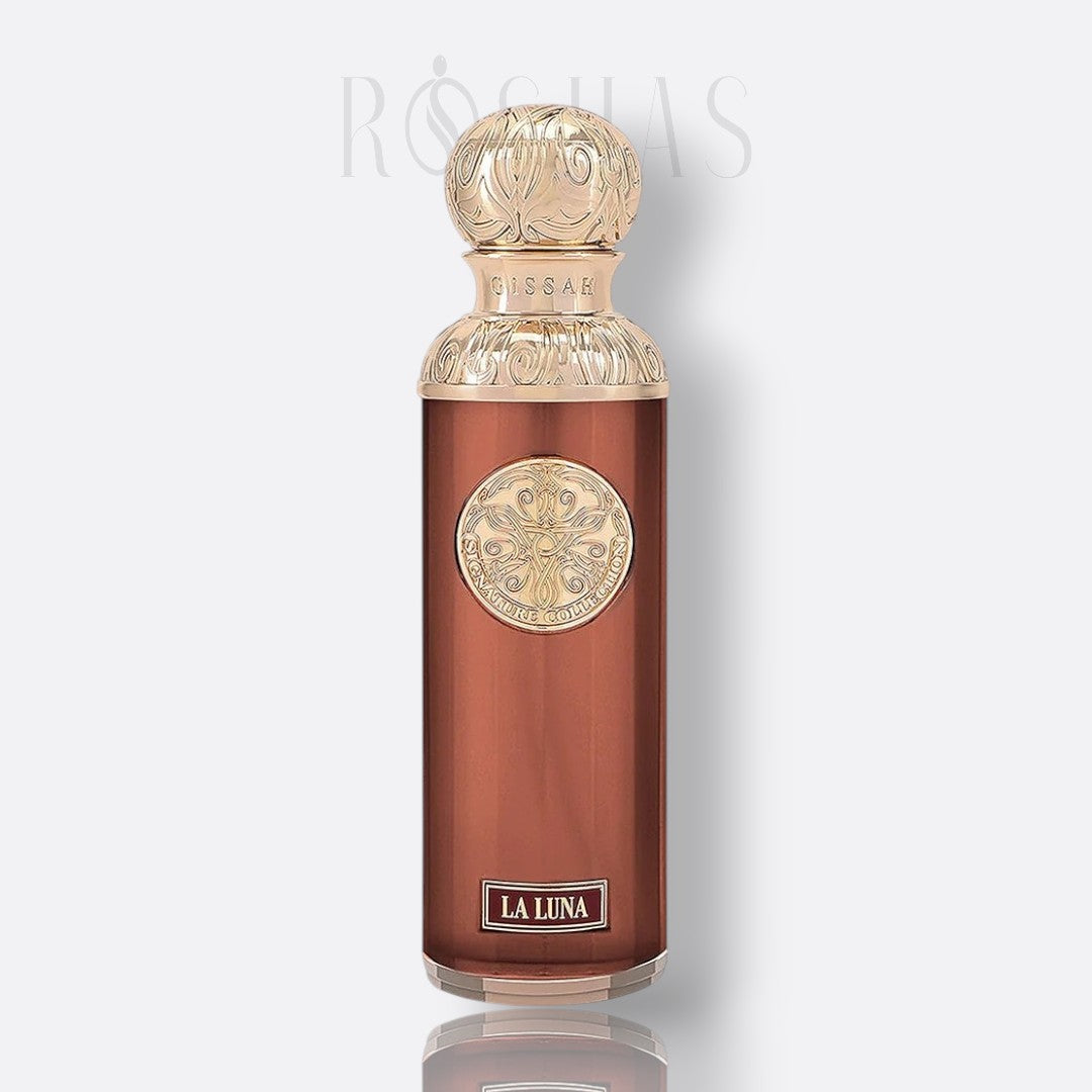 Bottle of Gissah La Luna Valley – elegant floral woody perfume with amber and warm notes