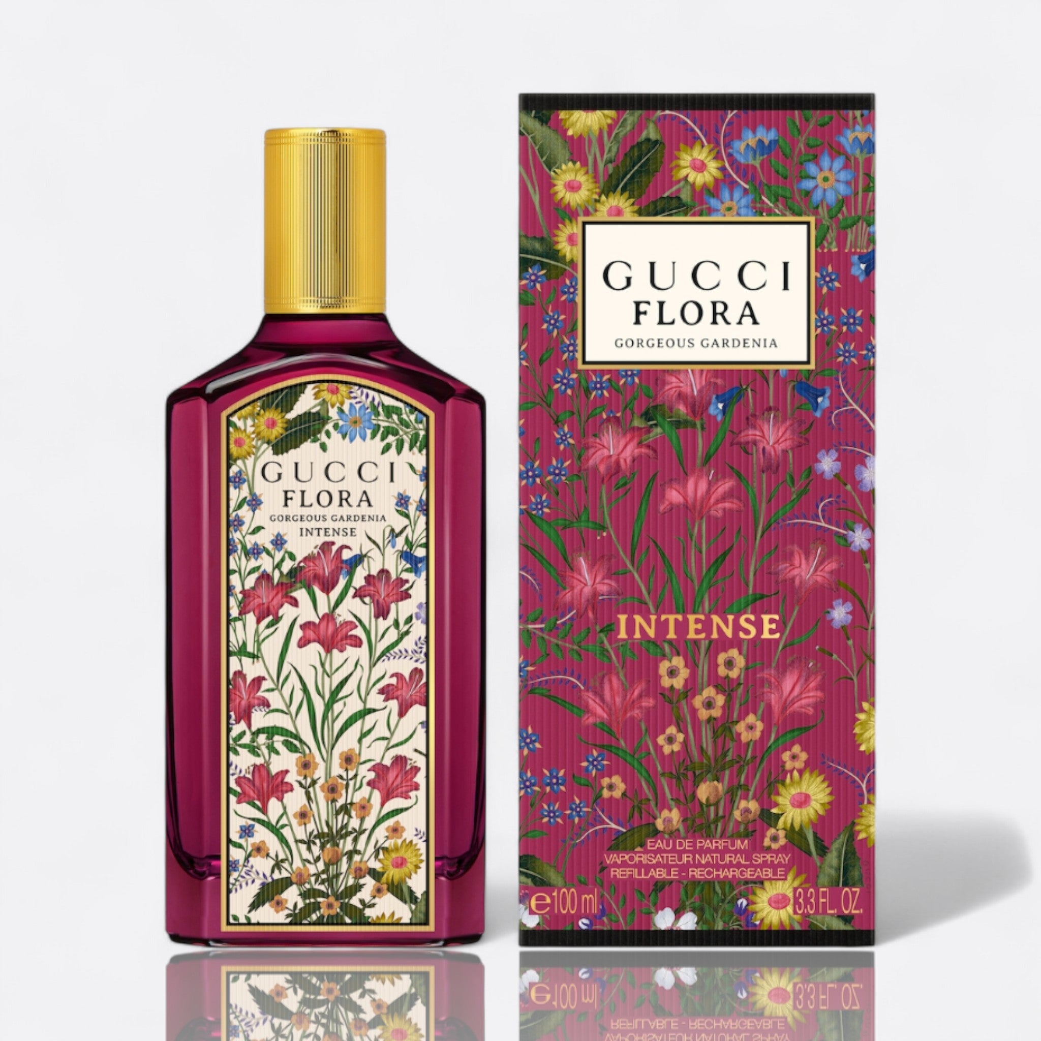 Gucci Flora Gorgeous Gardenia Intense Eau de Parfum for women – gardenia jasmine pear blossom brown sugar intense floral feminine fragrance bottle 100 ml