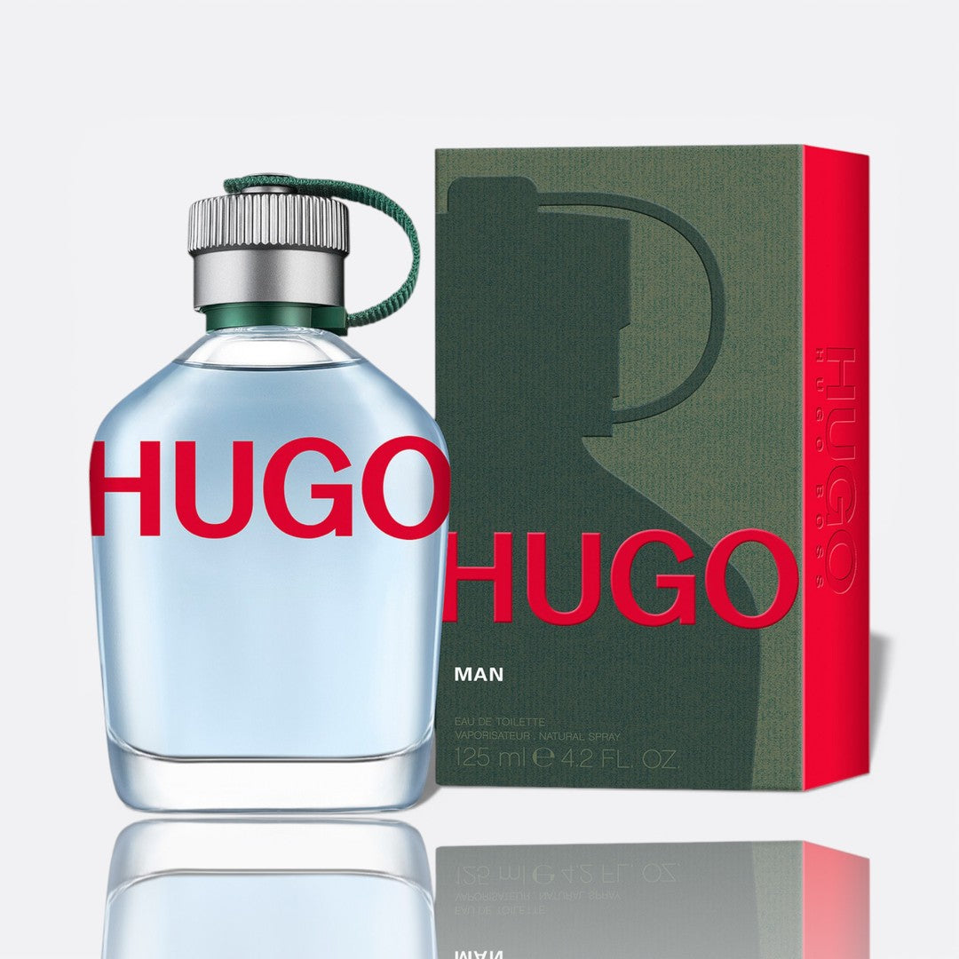 HUGO Man Eau de Toilette fragrance bottle - a fresh and energizing men's perfume.
