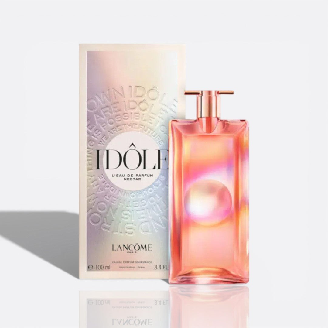 Bottle of Idôle Nectar by Lancôme – floral gourmand women’s perfume with rose, caramel, and vanilla notes
