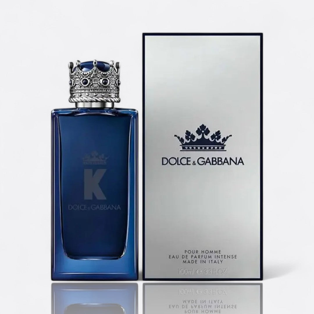 K by Dolce & Gabbana Eau de Parfum Intense for men – citrus fig woody deep sophisticated masculine fragrance bottle