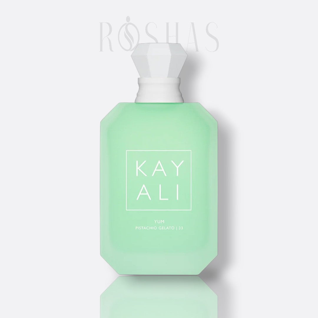 Bottle of Kayali Yum Pistachio Gelato | 33 – gourmand perfume with pistachio, whipped cream, and vanilla notes