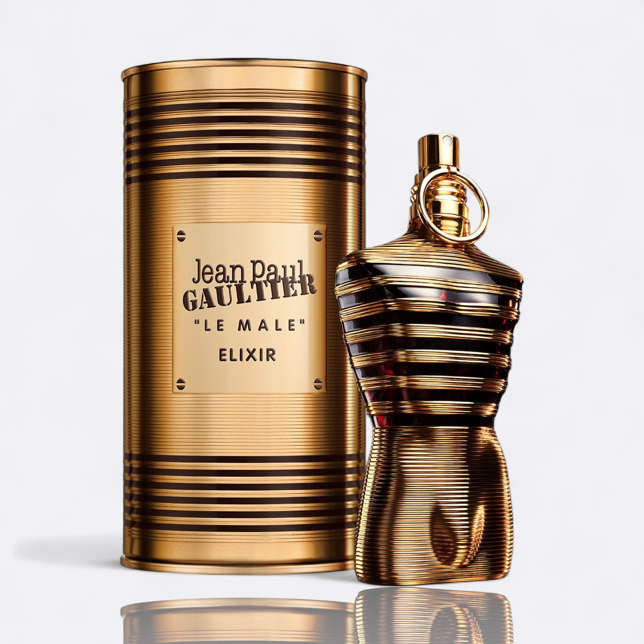 Le Male Elixir Parfum for men – lavender mint vanilla honey tonka bean tobacco rich masculine fragrance bottle
