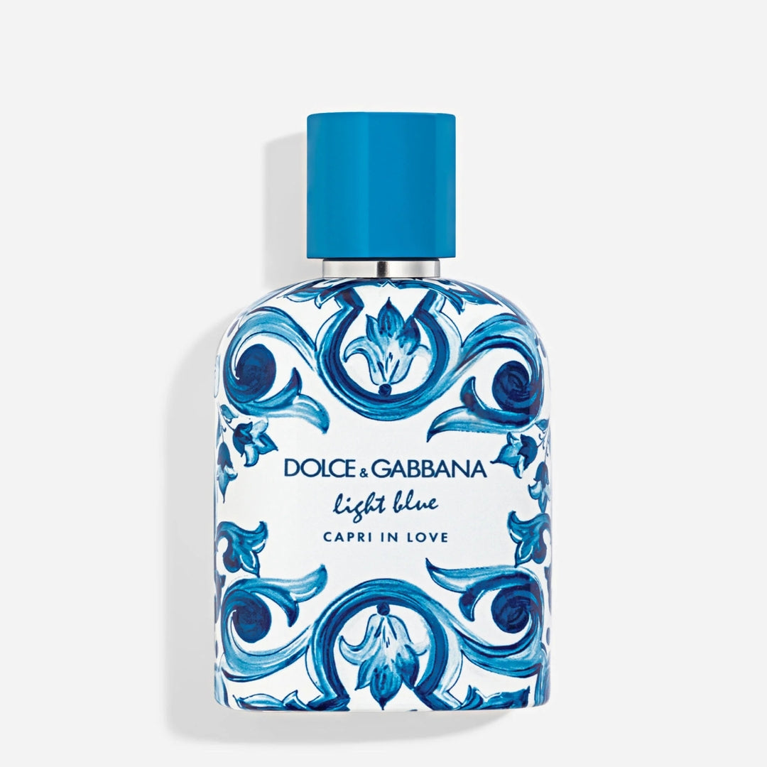 Light Blue Capri In Love Pour Homme Eau de Parfum – citrus grapefruit herbs woody fresh Mediterranean masculine fragrance bottle