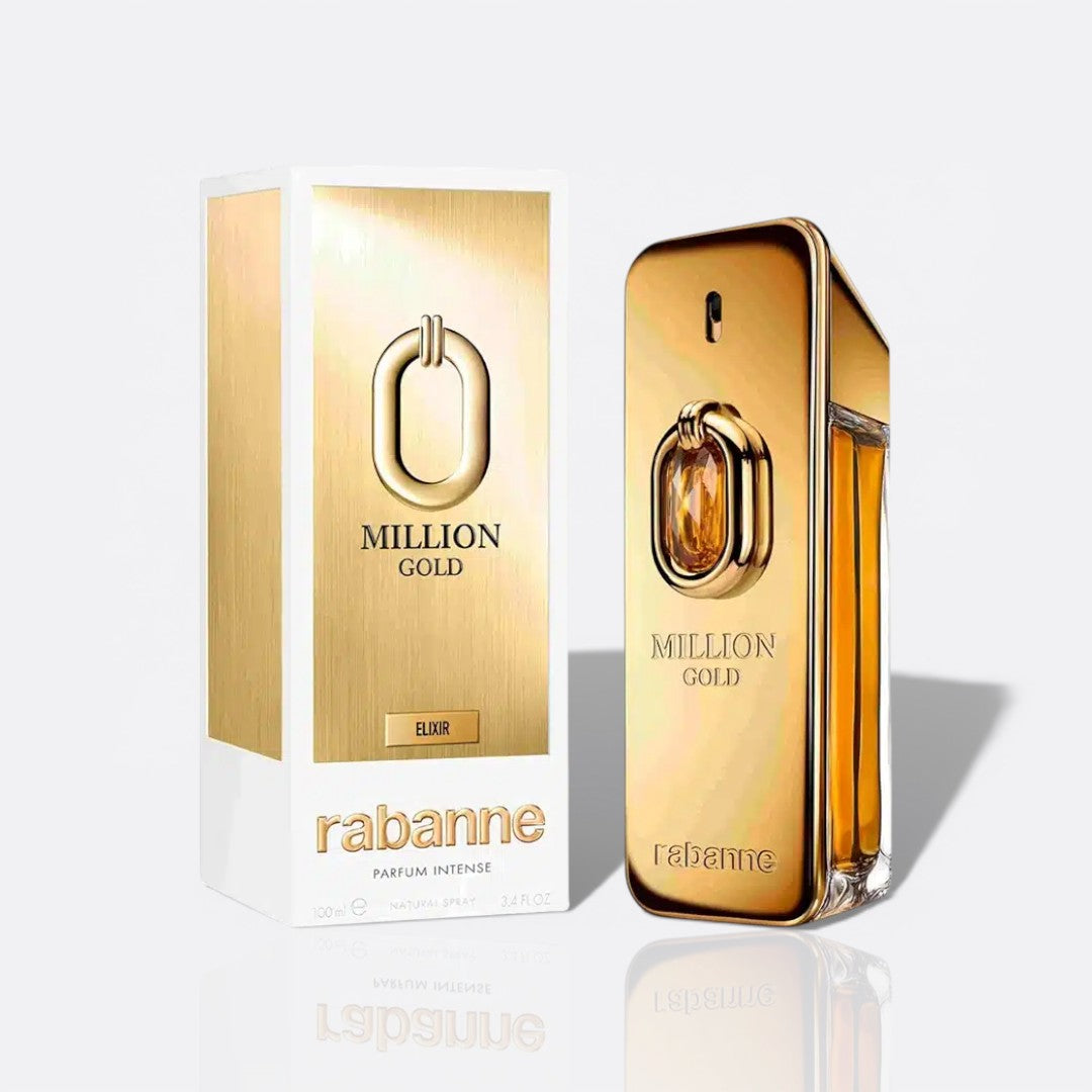 Bottle of Million Gold Elixir by Paco Rabanne – floral amber women’s perfume with honey and warm musk notes
