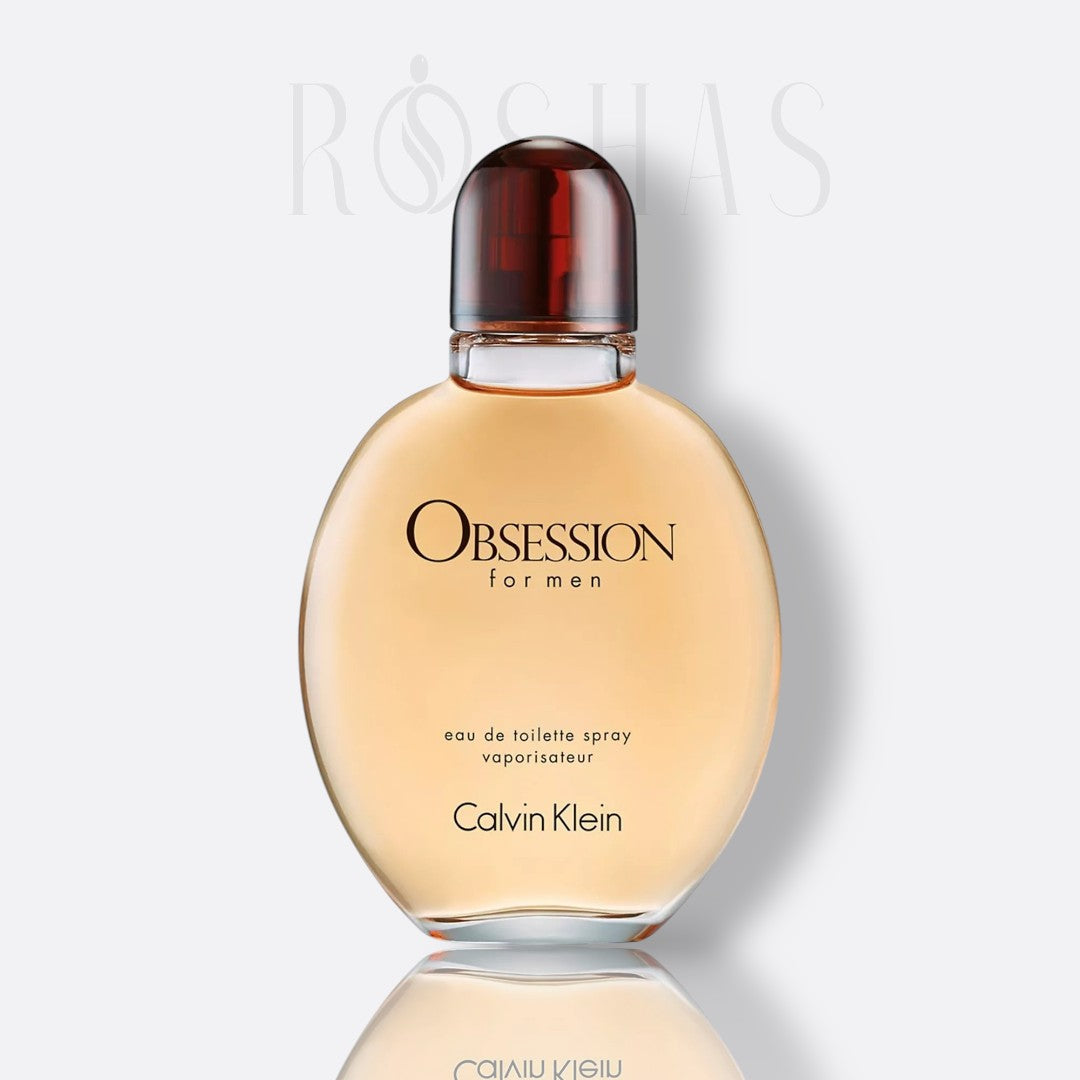 Calvin Klein Obsession for Men – amber cinnamon musk intense masculine fragrance bottle