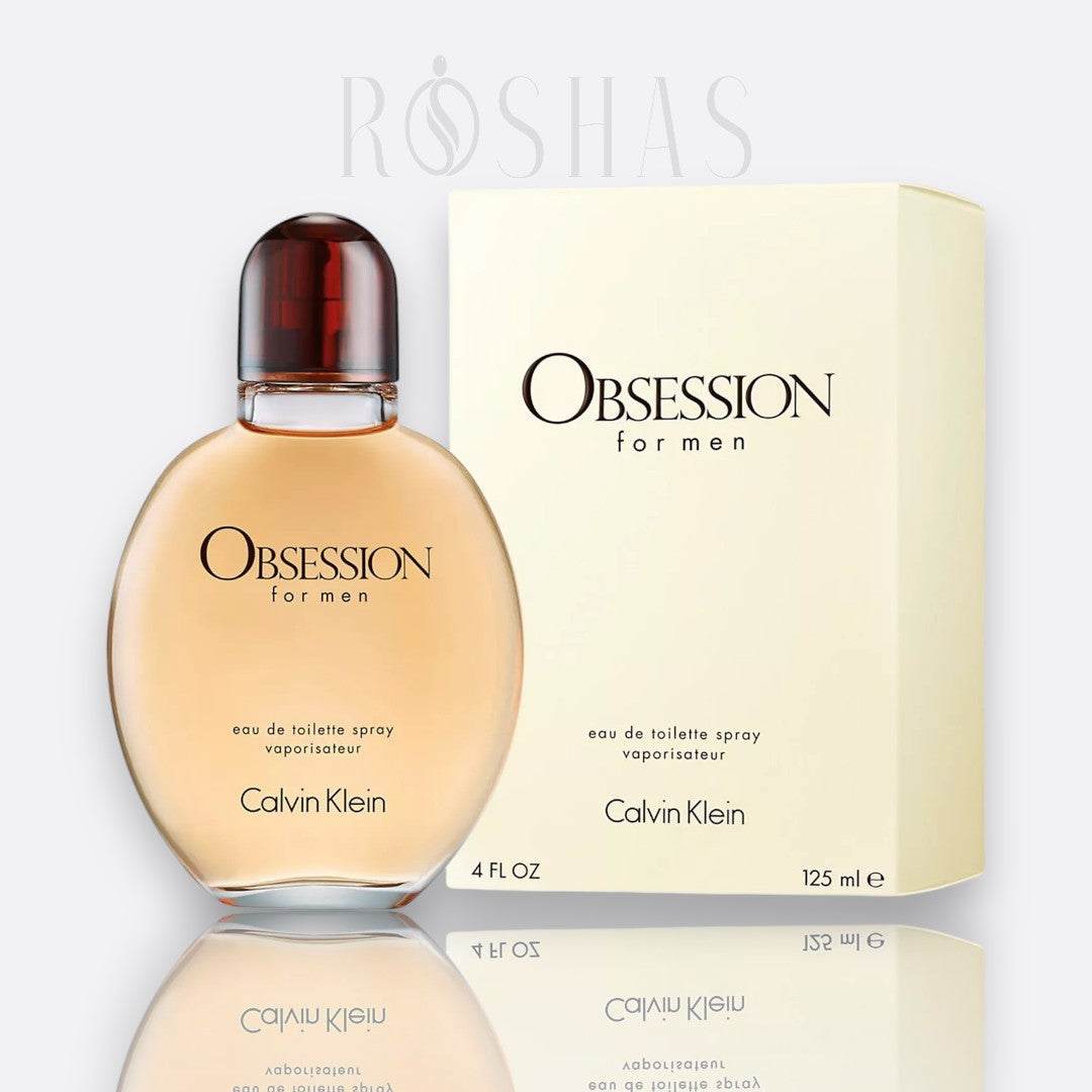 Calvin Klein Obsession for Men – amber cinnamon musk intense masculine fragrance bottle