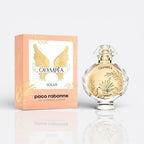 Bottle of Olympéa Solar by Paco Rabanne – citrus floral women’s perfume with orange and ylang-ylang notes
