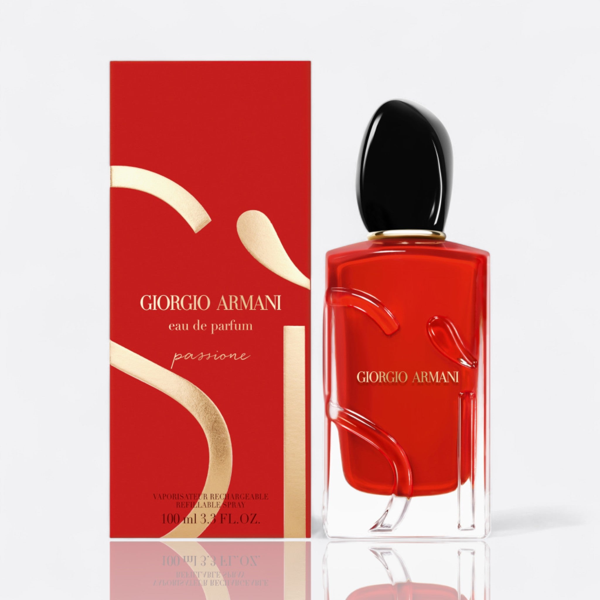Giorgio Armani SÌ PASSIONE Eau de Parfum for women – pear blackcurrant pink pepper rose vanilla elegant fragrance bottle