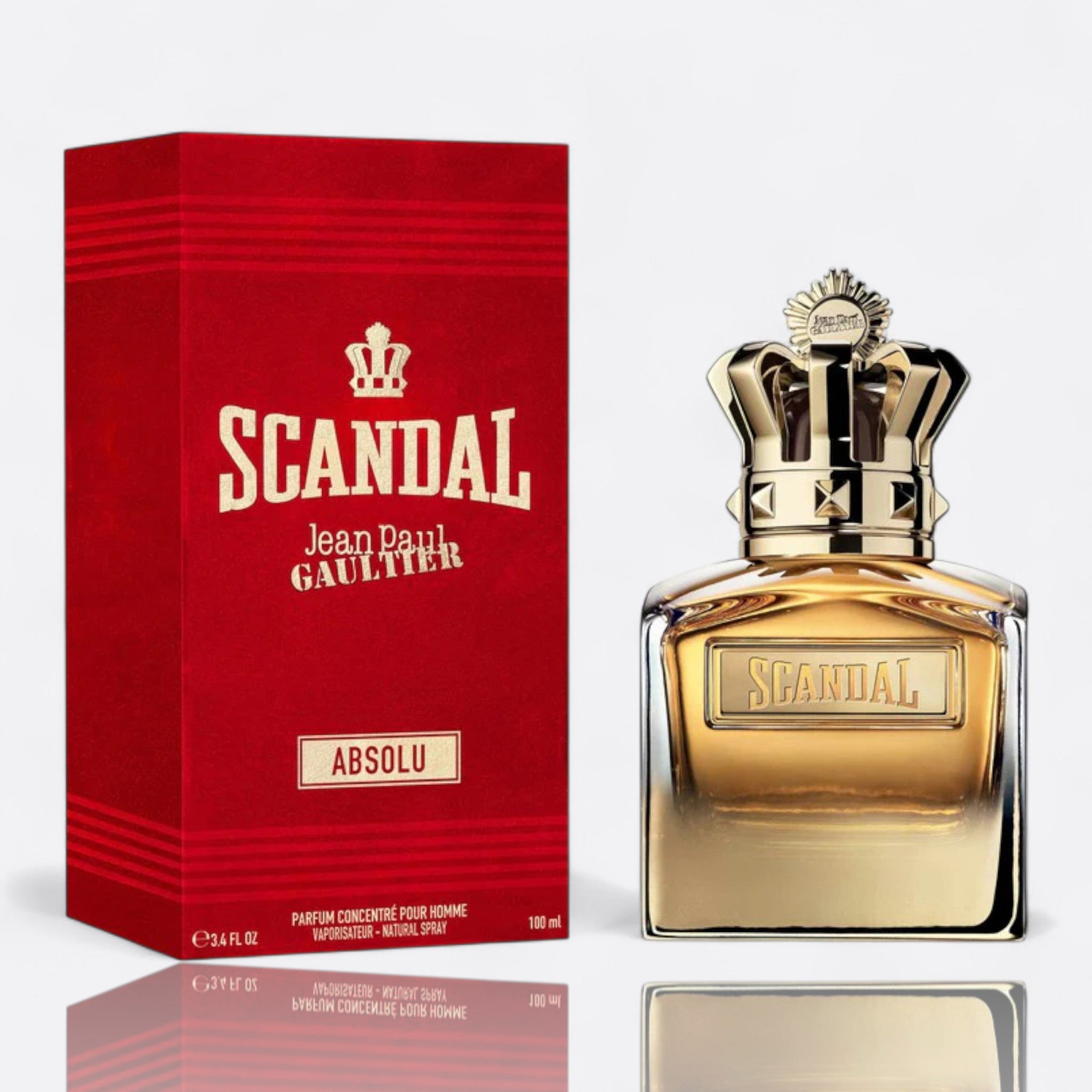 Scandal Pour Homme Absolu for men – chestnut sandalwood mirabelle plum bold gourmand woody fragrance bottle
