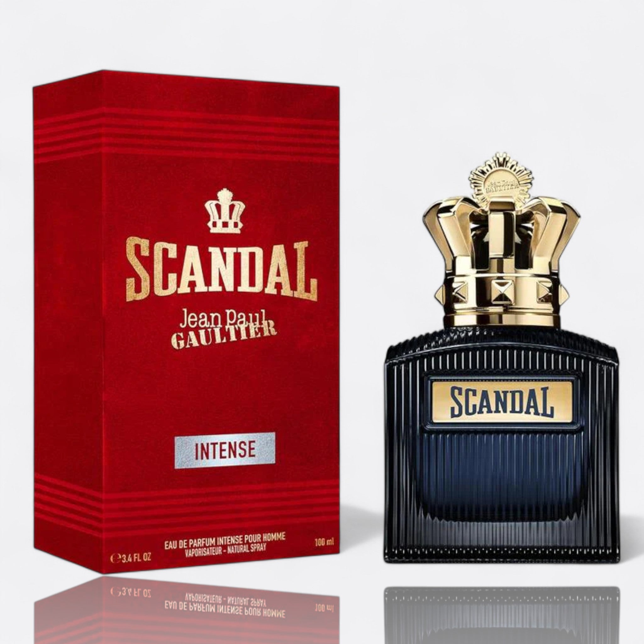 Scandal Pour Homme Intense for men – clary sage leather vetiver bold woody aromatic fragrance bottle
