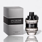 Spicebomb Eau de Toilette for men – bergamot pink pepper cinnamon tobacco leather spicy warm fragrance bottle
