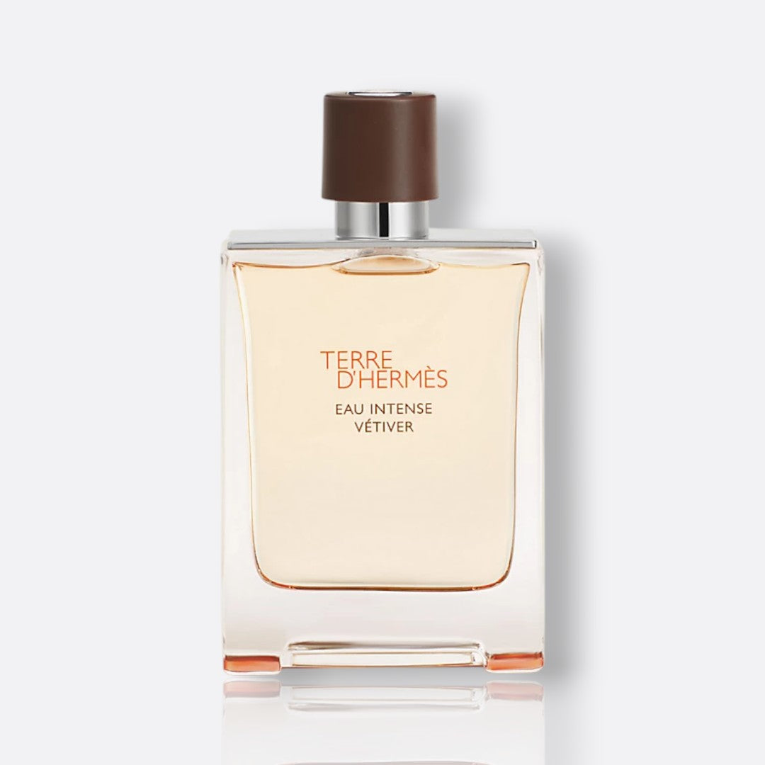 Terre d'Hermès Eau Intense Vétiver Eau de Parfum bottle - a bold and earthy men's fragrance.
