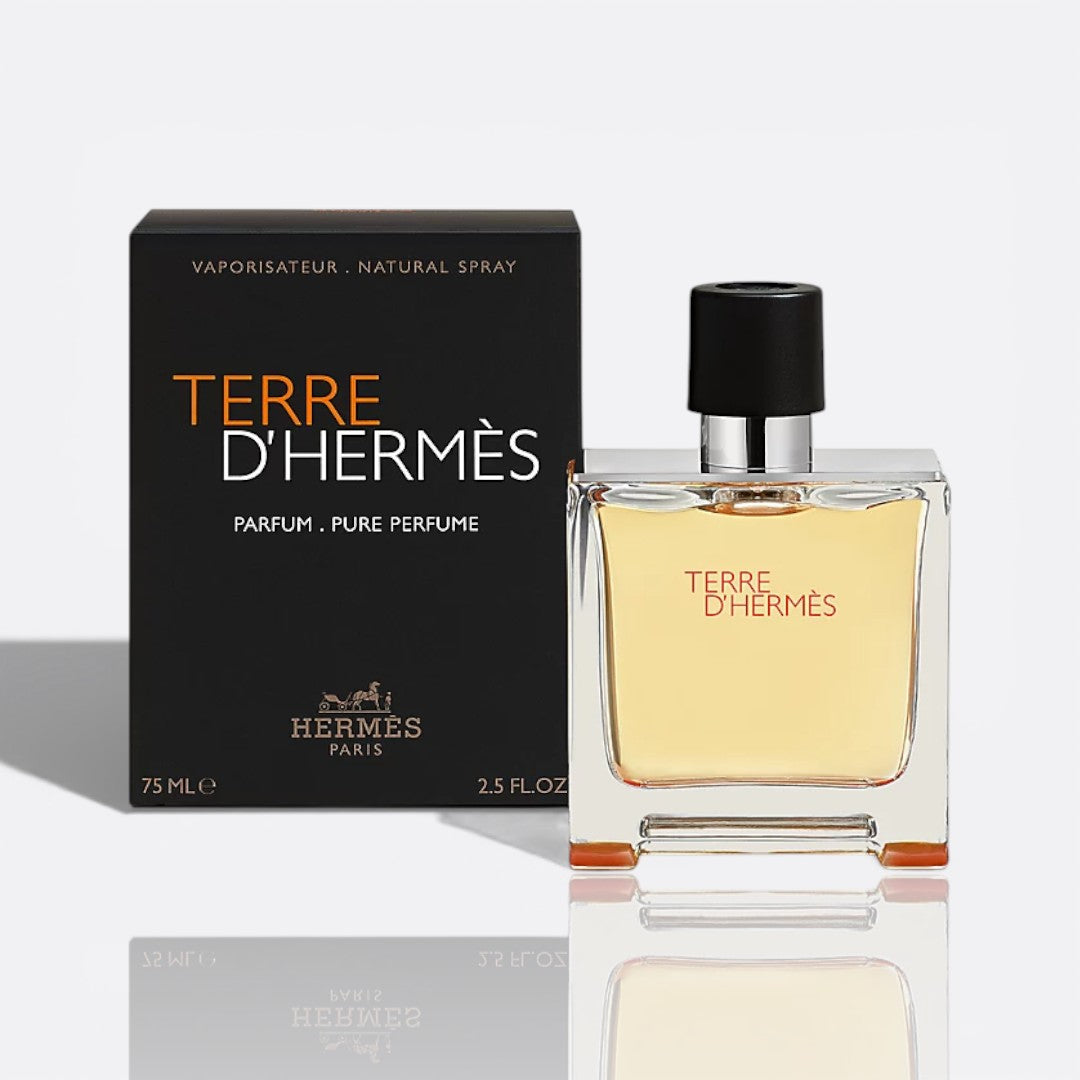 Terre d'Hermès Parfum bottle - a rich and intense men's fragrance.
