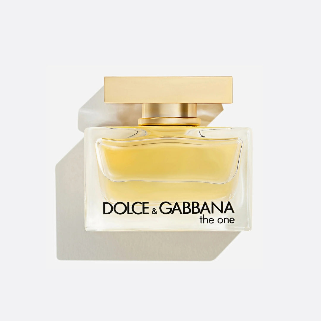 Dolce & Gabbana The One Eau de Parfum for women – peach lily vanilla warm elegant feminine fragrance bottle