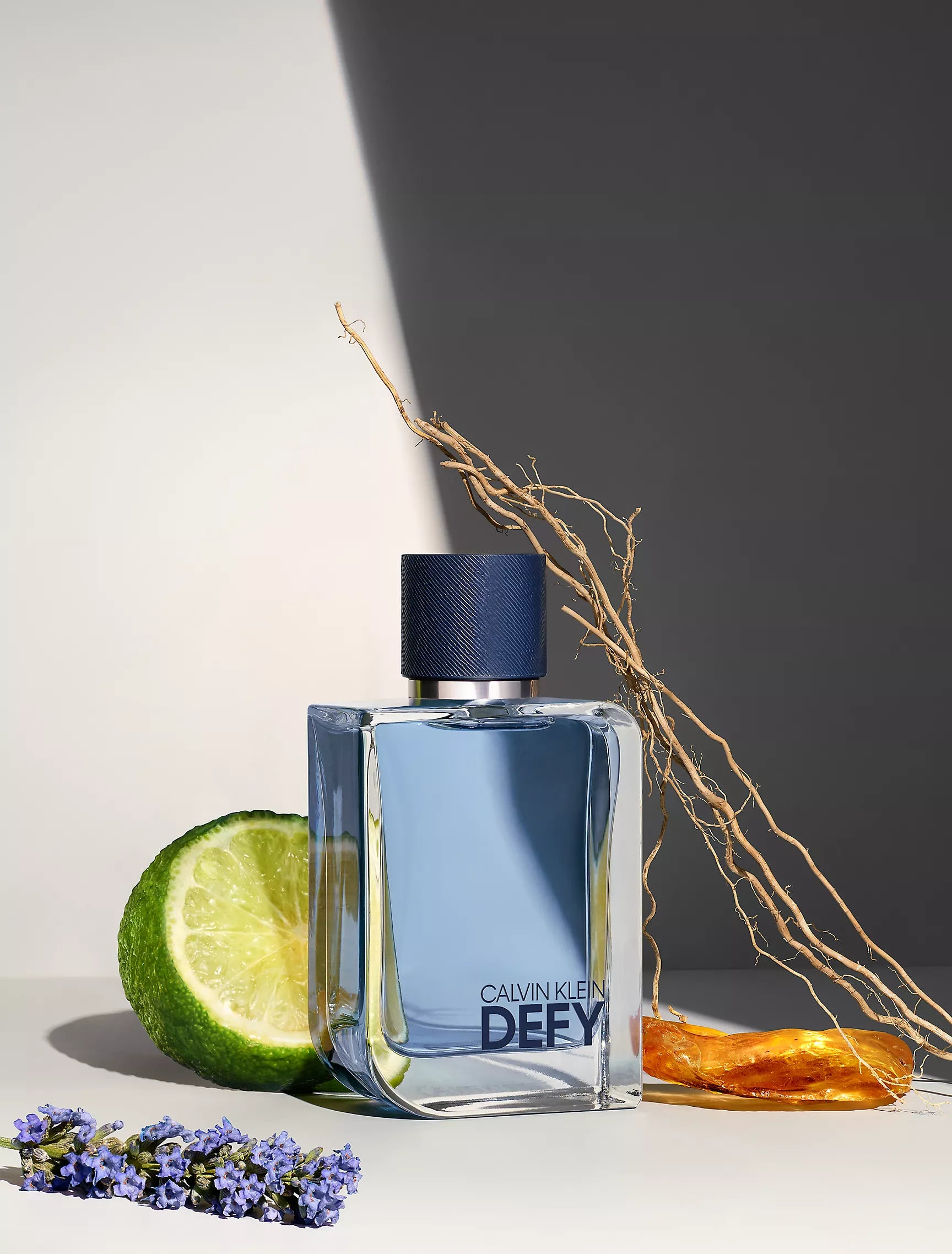 Calvin Klein Defy Eau de Toilette for men blue glass fragrance bottle