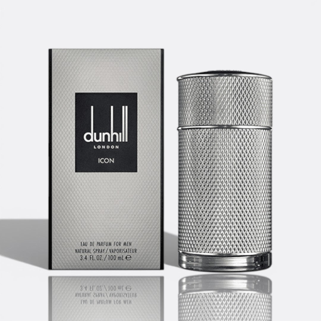 Dunhill Icon Silver fragrance bottle - a fresh and sophisticated men's perfume.
